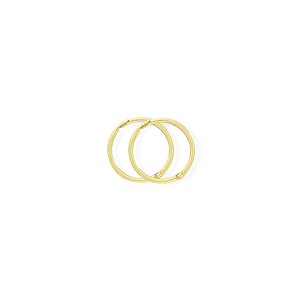 9ct Gold  1mm Gauge Thick Hinged Sleeper Hoop Earrings 12mm - SENR02953