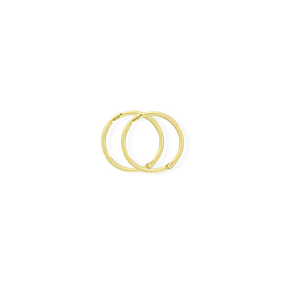 9ct Gold  1mm Gauge Thick Hinged Sleeper Hoop Earrings 12mm - SENR02953