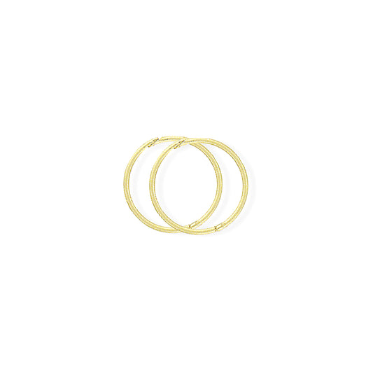 9ct Gold  1mm Gauge Thick Hinged Sleeper Hoop Earrings 14mm - SENR02954