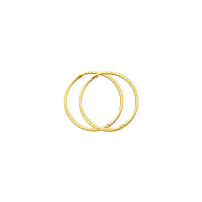 9ct Gold  1mm Thin Diamond-cut Hinged Sleeper Hoop Earrings - 16mm - SENR02958