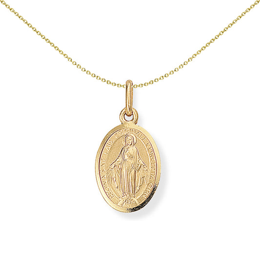 9ct Gold  Madonna (Virgin Mary) Medallion Charm Pendant 9x19mm - FANR02036