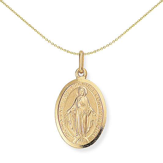 9ct Gold  Madonna (Virgin Mary) Medallion Charm Pendant 13x24mm - FANR02138