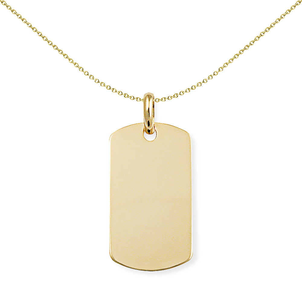 Mens 9ct Gold  Rectangular Dog Tag Charm Pendant - 15x30mm - FANR02243