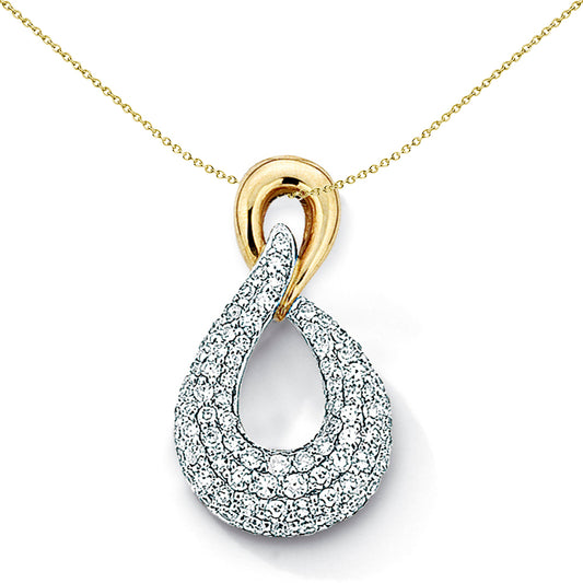 9ct White & Yellow Gold  - Diamond - Pendant - Ladies - FANR02442