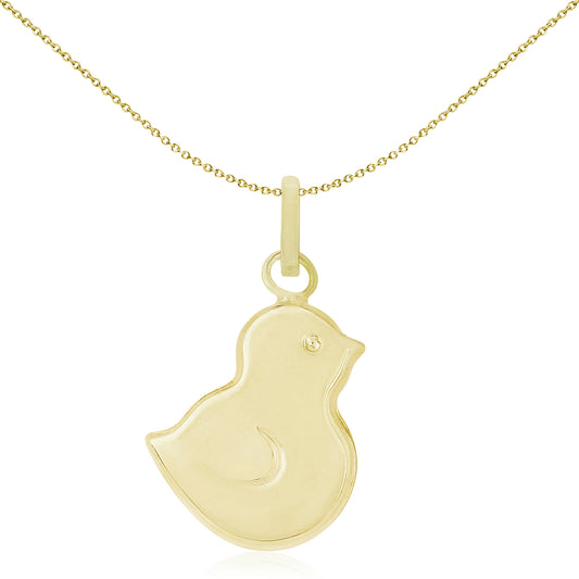 9ct Gold  Minimal Style Baby Chick Charm Pendant 12x10mm - FANR02536