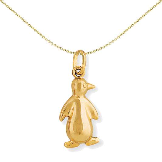 9ct Gold  Light Weight Waddle Penguin Charm Pendant 21x10mm - FANR02771