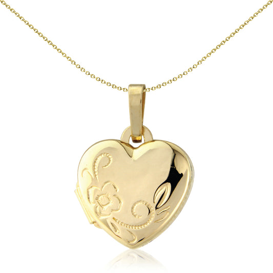 Ladies 9ct Gold  Flower Love Heart Locket Pendant - 10mm - LKNR02199