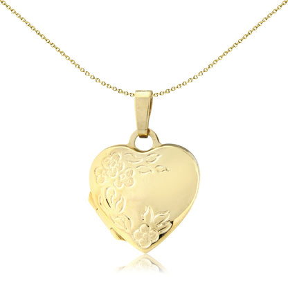 Ladies 9ct Gold  Flower Love Heart Locket Pendant - 14mm - LKNR02202
