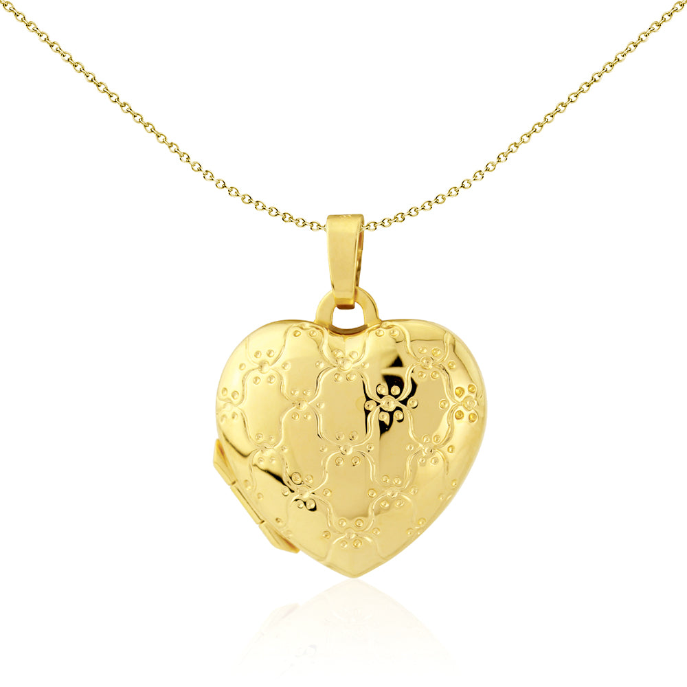 9ct Gold  Puffed Domed Love Heart Locket Pendant - 16mm - LKNR02215