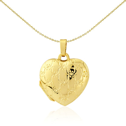 9ct Gold  Puffed Domed Love Heart Locket Pendant - 16mm - LKNR02215