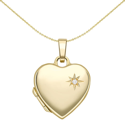 9ct Gold  Diamond Star-set Love Heart Locket Pendant 1pts - LKNR02231