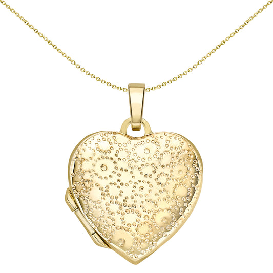9ct Gold  Double Sided Leopard Spots Love Heart Locket Pendant - LKNR02232