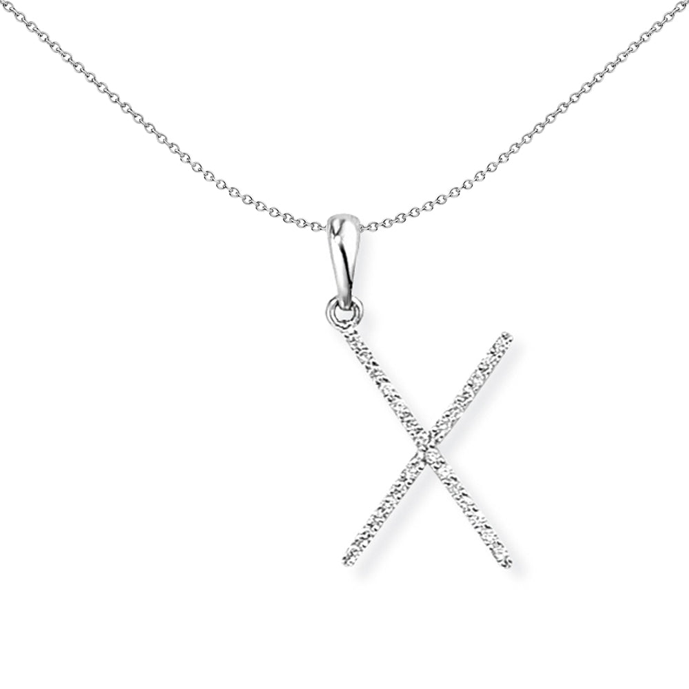 18ct White Gold  Diamond Initial Charm Pendant Letter X 10x20mm - INNR027-X