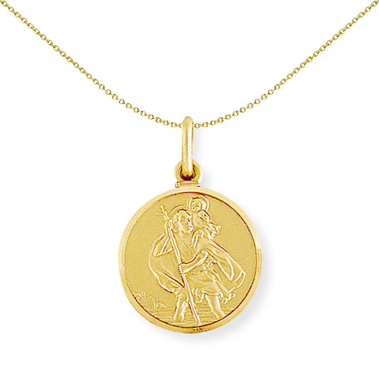 9ct Gold  St. Christopher Medallion Charm Pendant - 16x24mm - SCNR02004