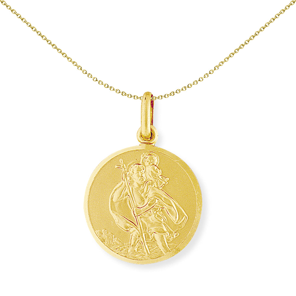 9ct Gold  Large St. Christopher Medallion Charm Pendant - 22x32mm - SCNR02006