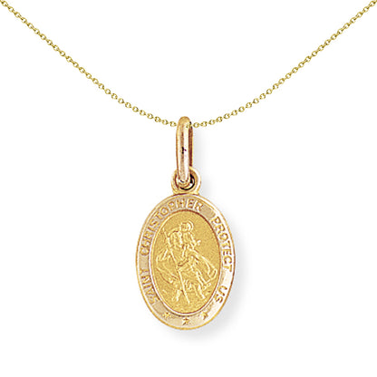 9ct Gold  Oval St. Christopher Medallion Pendant - 9x20mm - SCNR02030