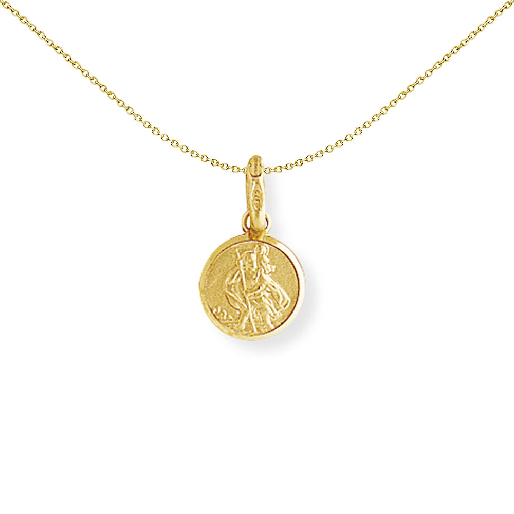 9ct Gold  St. Christopher Medallion Charm Pendant - 7mm - SCNR02A