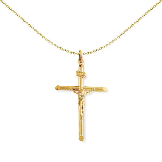 9ct Gold  Crucifix INRI Jesus Cross Charm Pendant - 32x57mm - CRNR02004