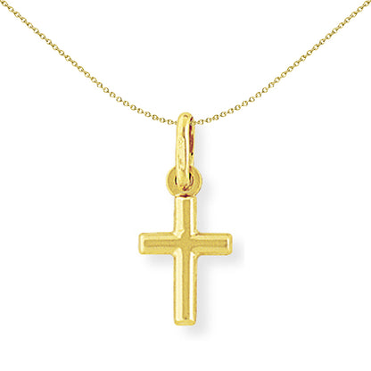 9ct Gold  Delicate Discreet Cross Charm Pendant 8x18mm - CRNR02019