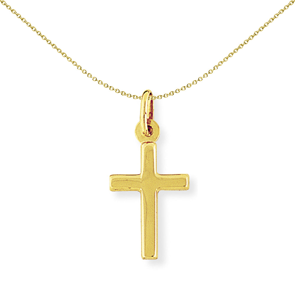 9ct Gold  Delicate Discreet Cross Charm Pendant 12x25mm - CRNR02020