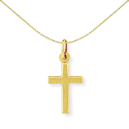 9ct Gold  Delicate Discreet Cross Charm Pendant 12x25mm - CRNR02020