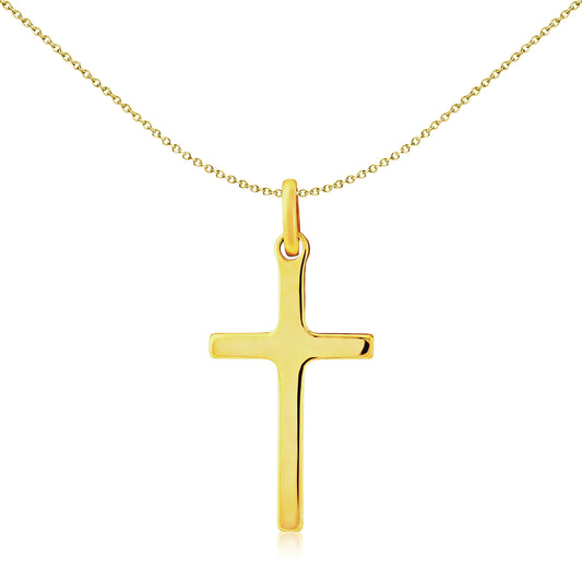 Solid 9ct Gold  2mm Thick Polished Cross Charm Pendant - CRNR02242