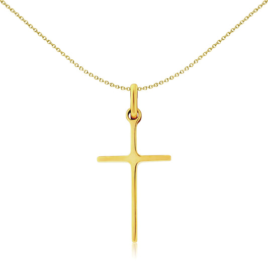 Solid 9ct Gold  1.2mm Thick Polished Cross Charm Pendant - CRNR02243