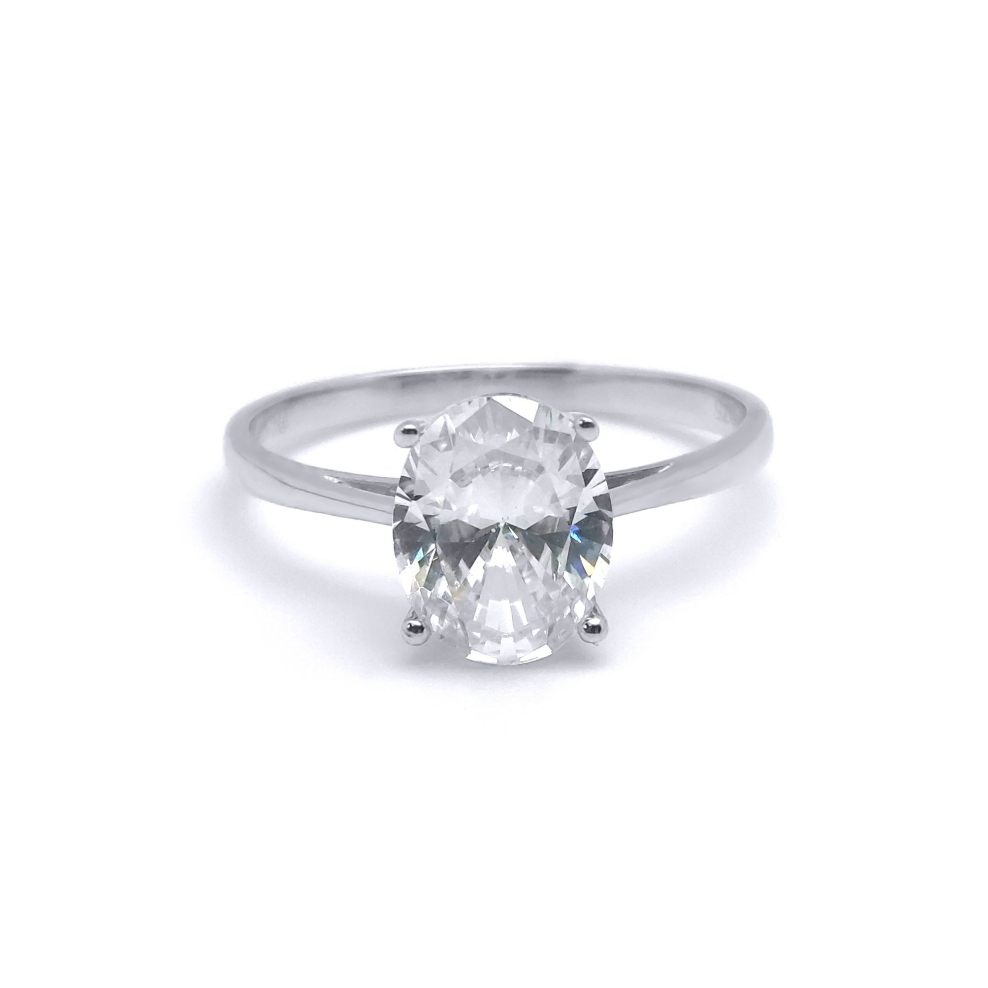 9ct White Gold  Oval CZ Solitaire Travel & Proposal Ring 2.00CTS - 5-84-4901