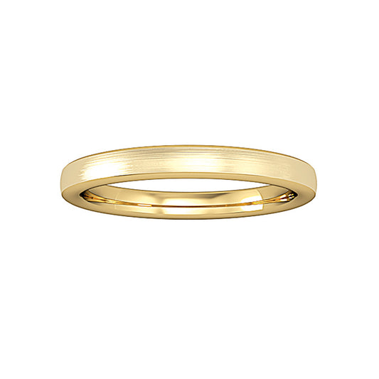 18ct Gold  Bombe Court Satin-Brushed Band Wedding Ring 2.5mm - RNR0202B393