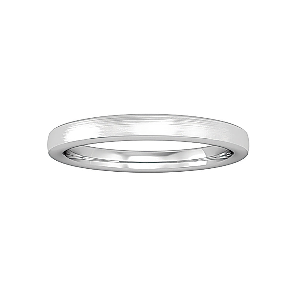 Platinum  Bombe Court Satin-Brushed Band Wedding Ring 2.5mm - RNR0202B396