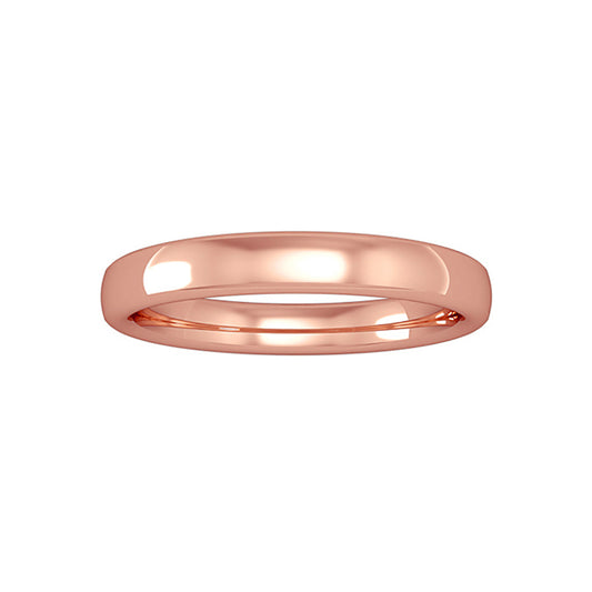 18ct Rose Gold  Bombe Court Band Wedding Ring 3mm - RNR02030009