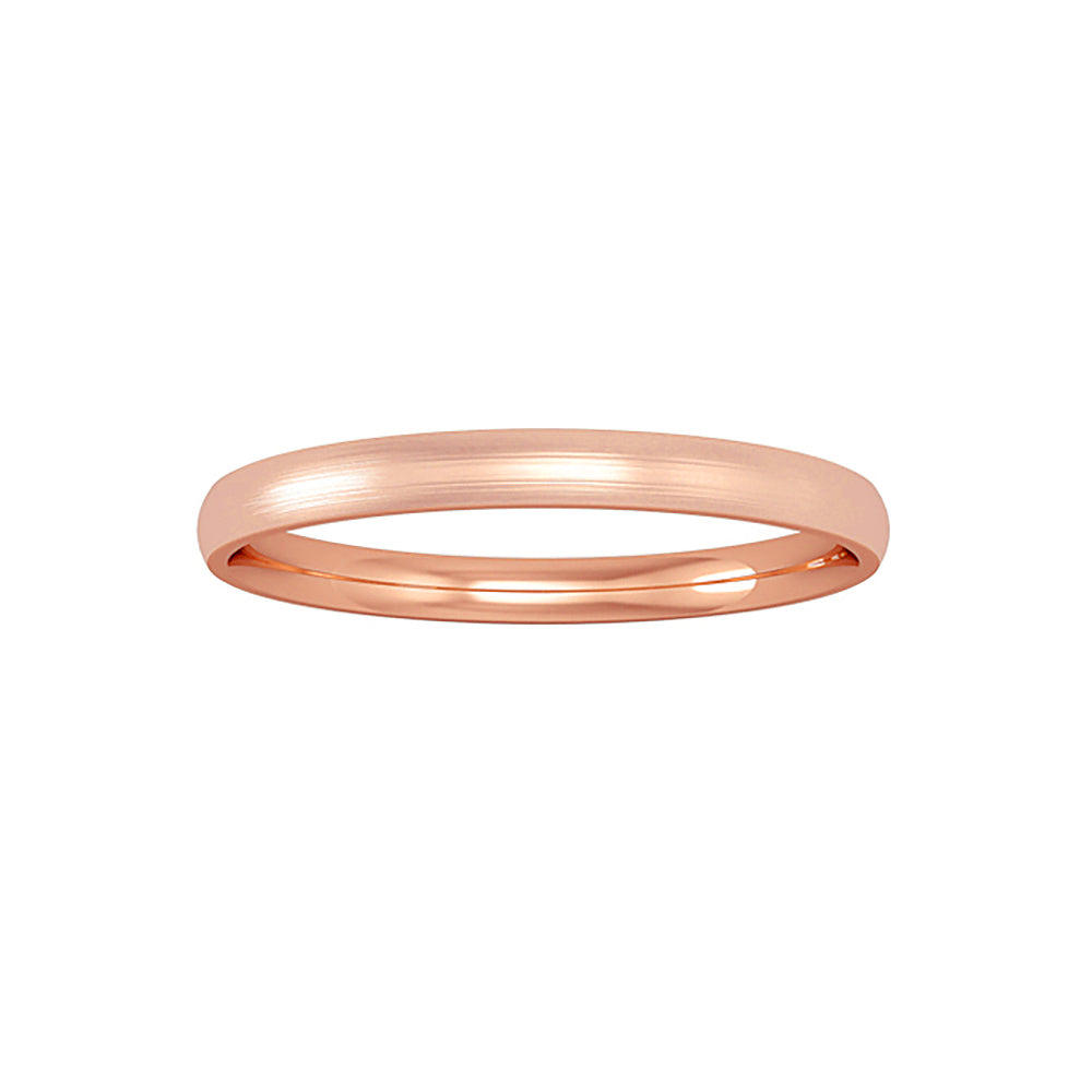 18ct Rose Gold  Court Satin-Brushed Band Wedding Ring 2mm - RNR0221B399