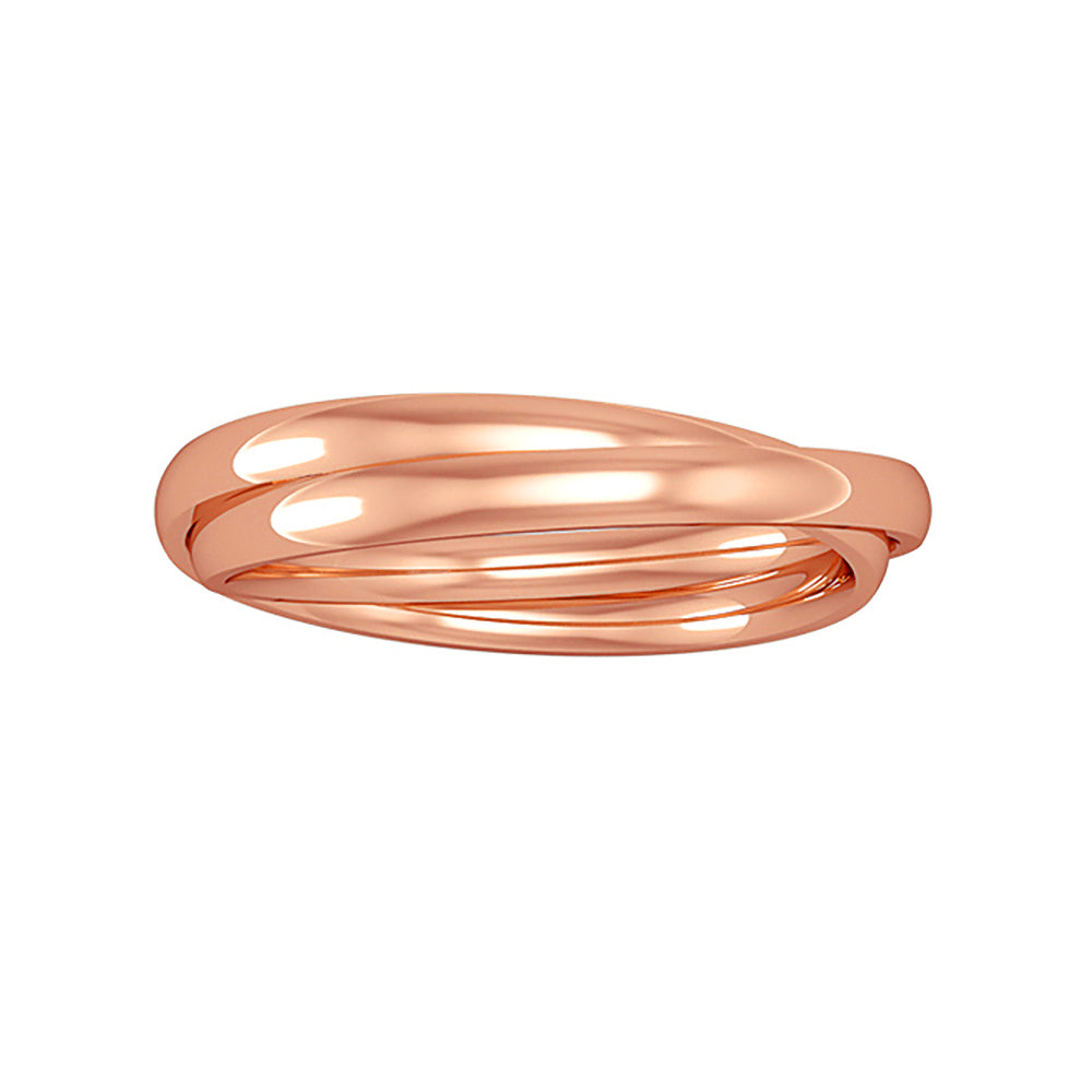 18ct Rose Gold  2-Band Court Rolling Wedding Ring 2mm - RNR0221B929
