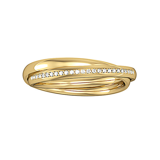 18ct Gold  Diamond 2-Band Court Rolling Wedding Ring 2mm 4pts - RNR0221B933