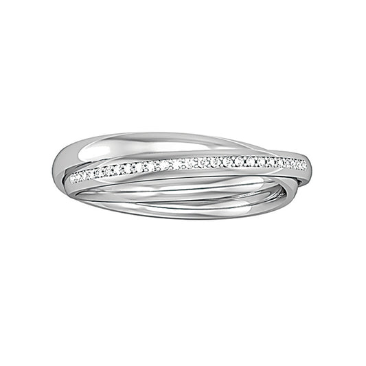 18ct White Gold  Diamond 2-Band Court Rolling Wedding Ring 2mm 4pt - RNR0221B934