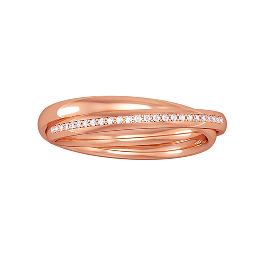 18ct Rose Gold  Diamond 2-Band Court Rolling Wedding Ring 2mm 4pts - RNR0221B939
