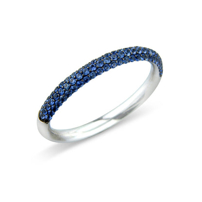 18ct White Gold  Blue Sapphire Pave Eternity Wedding Ring 2.4mm - RBNR02341