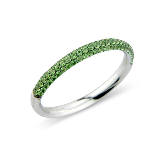18ct White Gold  Green Garnet Pave-set Eternity Wedding Ring 2.5mm - RBNR02342