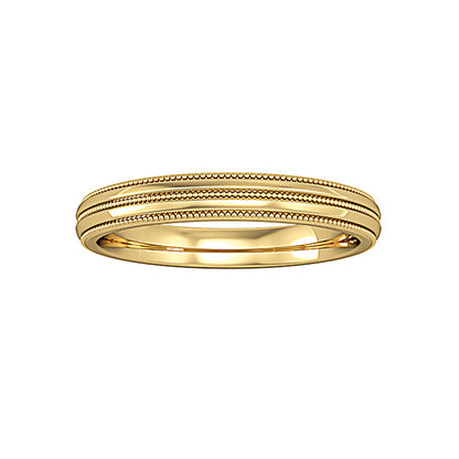18ct Gold  Court Triple Beaded Edge Band Wedding Ring 3mm - RNR0223C783