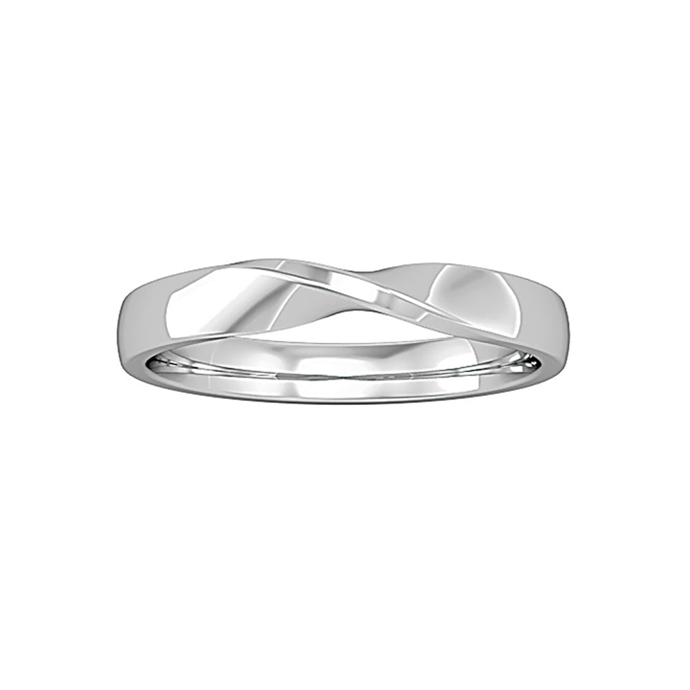 Platinum  Comfort Court Ribbon Twist Band Wedding Ring 3mm - RNR0223F066