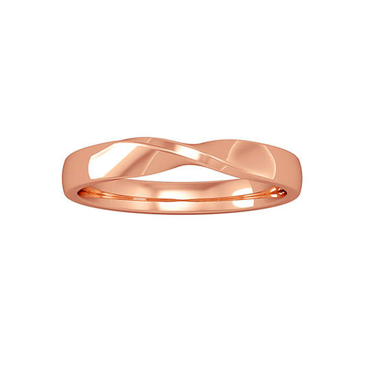 18ct Rose Gold  Comfort Court Ribbon Twist Band Wedding Ring 3mm - RNR0223F069