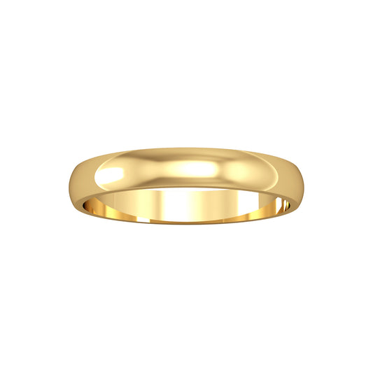 9ct Gold  3mm D-Shaped Polish Wedding Band Commitment Ring - RNR02426