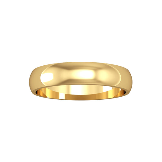 9ct Gold  4mm D-Shaped Polish Wedding Band Commitment Ring - RNR02427