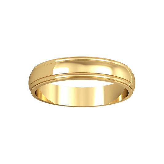 18ct Gold  4mm D-Shape Track Edge Wedding Band Ring - RBNR02427D