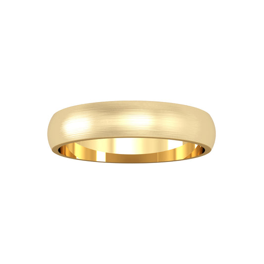 9ct Gold  4mm D-Shape Satin Brushed Wedding Band Ring - RNR02427X2