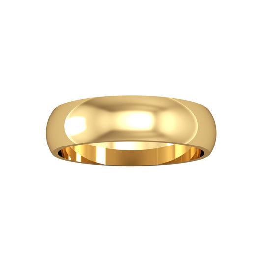 9ct Gold  5mm D-Shaped Polish Wedding Band Commitment Ring - RNR02428