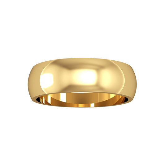 9ct Gold  6mm D-Shaped Polish Wedding Band Commitment Ring - RNR02429