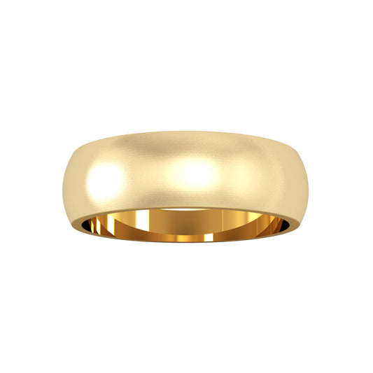 18ct Gold  6mm D-Shape Satin Brushed Wedding Band Ring - RBNR02429X2