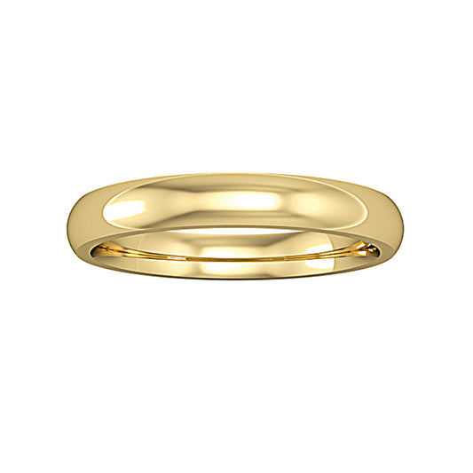 18ct Gold  3mm Court-Shaped Wedding Band Commitment Ring - RBNR02430
