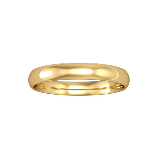 9ct Gold  3mm Light Court Wedding Band Commitment Ring - RNR02430L